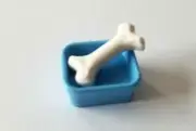 LEGO Minifigure Blue Dog Dish with Bone Food Pet Gear Animal Care Rescue