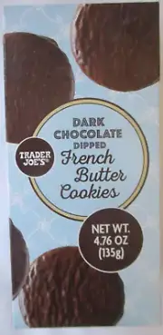 2 BOXES TRADER JOE'S DARK CHOCOLATE DIPPED FRENCH BUTTER COOKIES 4.76-OZ BOX