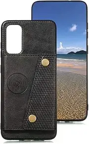 [nh] Case Samsung Galaxy S20 Case with Card Slots Holder Phone Cover Leather Exterior [with Screen Protector] [4 Card Pockets] Compatible for Samsung Galaxy S20 - Black