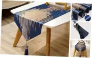 13 x 98 Inch Luxury Blue Table Runners 98 Inches Long with Tassels Modern