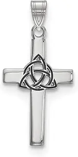 [JewelryWeb] 925 Sterling Silver Black Enameled Trilogy Religious Faith Cross Charm