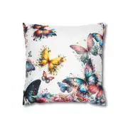 Spun Polyester Square Butterflies Pillow Case, Gift for Her, Teen
