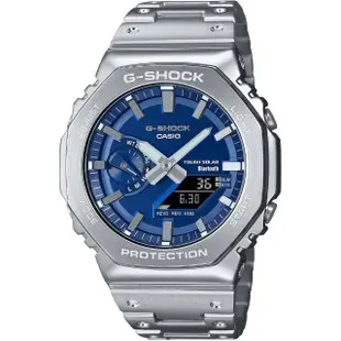【CASIO 卡西歐】G-SHOCK 八角 農家橡樹 全金屬太陽能藍芽雙顯手錶(GM-B2100AD-2A)