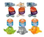 Hartz Tiny Dog Heads Tails Assorted Style & Zoo Balloons Squeak Toy Pack of 6