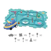 13-Piece DIY Assembling Electric Trolley Set Puzzle Track Car Play Set RailCar Building Toys Kid Gift - Ocean