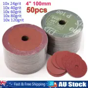 50pcs 4" 100mm Resin Fiber Sanding Discs Metal Grinding Disc Pads Angle Grinder