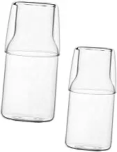 SOLUSTRE 2Sets Convenient Drinking Pitcher and Carafe with Cup Transparent Glass Water Jug for Home and Office for Cold Beverages Milk and Tea Elegant Design