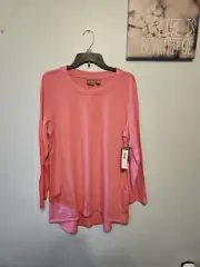 NWT Chicos Size 2 Cozisoft Double Pocket Tunic Taffy Pink