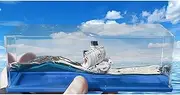 Cruise Ship Fluid Drift Bottle, Unsinkable Ship Acrylic Thousand Sunny Ship Toy, Black Pearl Cruise Ship Model, A Ship That Never Sinks Used for Home, Car Or Desk Decoration,D