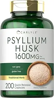Psyllium Husk Capsules | 1530mg | 240 Caps | High Potency Fiber Supplement | Non-GMO, Gluten Free | by Carlyle