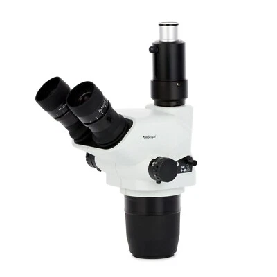 Amscope 6.7X-45X Trinocular Zoom Stereo Microscope Head w/ Shutter Pin +Mag Lock