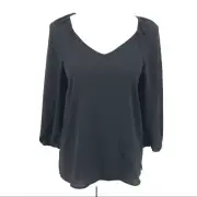 Women's CeCe Women's Black Polyester Blend Long Sleeve Soft Textured Top Size XS