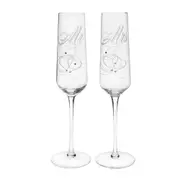 2pc Gibson Gifts Mr & Mrs Champagne Flutes Wine Glass Toasting Drinkware Set