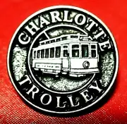 ^^RARE VINTAGE BEAUTIFUL CHARLOTTE NORTH CAROLINA HISTORIC TROLLEY PEWTER PIN