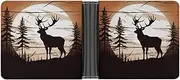 [RTSEBVN] Slim Credit Card Holder Personalized Leather Smiling Money Clip Gifts Wallet For Men Women, Wild Elk silhouette, One size, Modern