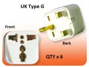 6Pk US USA To UK Ireland UAE British 3 Pin Square Plug Adapter Type G Converter