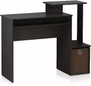 Espresso Brown Student Desk Storage Bin Laptop Computer Table Office Workstation