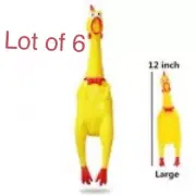 6 Rubber Chicken Squeeze Squeak Pet Dog Puppy Shrilling Chew Toy Yellow Chicken