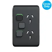 Clipsal Iconic Vertical Double Powerpoint 10A + Extra Switch Skin Solid Edge Black