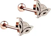 KJM Fashion 2PCS Glittering Fox 16g 1/4 6mm Barbell Tragus Cartilage Helix Earrings Piercing Jewelry Choose Colors