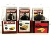 3 PC LOT CRAFTSMAN COVE CARBIDE TIPPED ROUTER BIT SET 1/4" 3/8" 1/2" 99720 64202