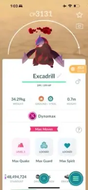 Dynamax Excadrill Lvl 40CP + Dbl Moves - Pokèmon Trade Go