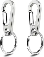 IVIA Dog Tag Clips / 2 Pack / 304 Stainless Steel Quick Clip with Rings/Easy Change Pet ID Tag Holder for Medium & Large Dog Collars and Harnesses.(Medium)