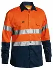 BISLEY BT6456 HiVis Long Sleeve Shirt 3M Tape Orange/Navy BNWT Workwear 4XL