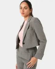 Kai Checked Crop Blazer