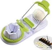 Leona Co Kitchen Cutter Wire Egg Slicer with Stainless Steel Wire for Hard Boiled Eggs, 2 in 1 Stainless Steel Egg Slicer Cutter for Strawberries, Kiwis, Sausage