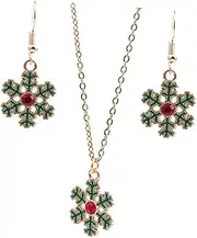 [PACKOVE] 1 Set Christmas Snowflake Jewelry Pendant Necklace Earrings Chic Christmas Accessories for Holiday Parties Catching Snowflake Design Women