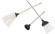 Miniature Dollhouse Cleaning Tools Set Pc Mop Broom Plunger for Dollhouse Bathroom Accessory Kit