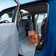 SANQITARA XL Dog Truck Seat Cover with Car Door Protector, Floor Dog Back Seat Cover for Trucks with Flip Up Rear Seats, Waterproof Full Coverage Dog Seat Cover for Full Size Crew Cab Trucks F150 F250