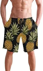 [XYMZR] Men's Swim Trunks Tropical Pineapple Pattern Quick-Dry Bathing Suit Swimming Board Shorts S