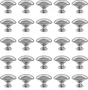 25 Pack Cabinet Hardware Round Knobs Silver Kitchen Mushroom Brushed Nickel Knobs, Cupboard Heavy Knobs, Door Handle Pull for Bathroom Drawer, 1-1/8 inch (29.5mm)