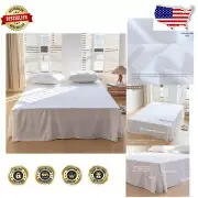 Luxury Twin Bed Skirt in Soft Cotton Linen Blend with Pleated Corners, 18" Drop