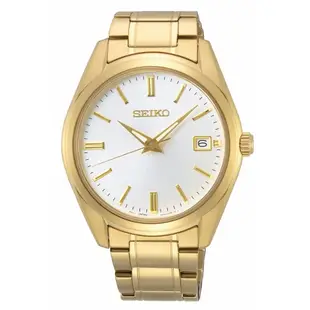 SEIKO 精工 經典簡約不鏽鋼紳士腕錶-金x白面(6N52-00A0K)(SUR314P1)40mm