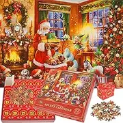 Advent Calendar 2024 Jigsaw Puzzles 1008 Pieces Christmas Countdown Calendar Puzzles, 24 Days Countdown Jigsaw Puzzle for Kids Adults, Creative Xmas Decoration Happy Family Toy Game (Style 1)