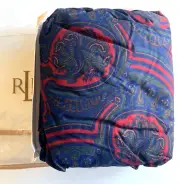 RALPH LAUREN Bed Skirt MILLBROOK DustRuffle KING Paisley Plaid Navy Burgundy NWT