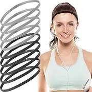 [Sumind] 9 Pieces Thick Non-Slip Elastic Sport Headbands, Elastic Silicone Grip Exercise Hair and Sweatbands for Football, Basketball, Soccer, Tennis, Yoga and Golf