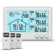 Indoor Outdoor Thermometer Wireless, 5 Inch Display Digital Hygrometer Thermometer Monitor with Sensor and Weather Station, White