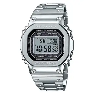 CASIO 卡西歐 G-SHOCK 全金屬太陽能電波手錶 送禮推薦-銀 GMW-B5000D-1