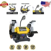 Digital Display 8 Inch Bench Grinder: Variable Speed with Work Light & Stability