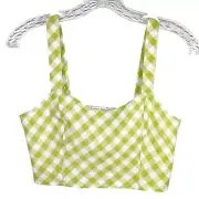 NEW Aerie women’s gingham cropped tank top size S green adjustable