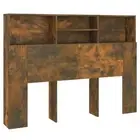 Wooden Headboard Bed Storage Rack Shelf Head Bedhead Smoked Oak Double 140cm
