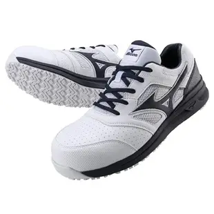 MIZUNO LS II 防護鞋 3E楦 透氣輕量化 耐油性 塑鋼工作鞋 鞋帶式 白x丈青/ 27cm