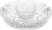 Godinger Crystal Appetizer Serving Platter for Parties Chips and Dip or Snacks Hosting Plate,Silver