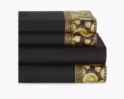 VERSACE MEDUSA Amplified 4-piece FULL sheet set Black/Gold NIB