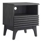 MODWAY Rectangle Nightstand 21" x 19" w/ Drawer Particle Board Black Charcoal