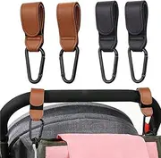 4 Pack Stroller Hooks, Adjustable Stroller Clips for Bags Hanging Multipurpose Hooks Free Your Hands for Strollers, Wheelchairs, Shopping, Bicycle